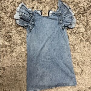 Denim ruffle sleeve dress.